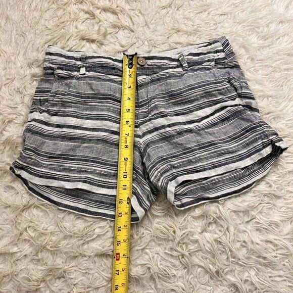 Artisan Ny Women’s Boho Striped Blue & White Linen Summer Short Mid Rise Size 4 - Picture 6 of 10